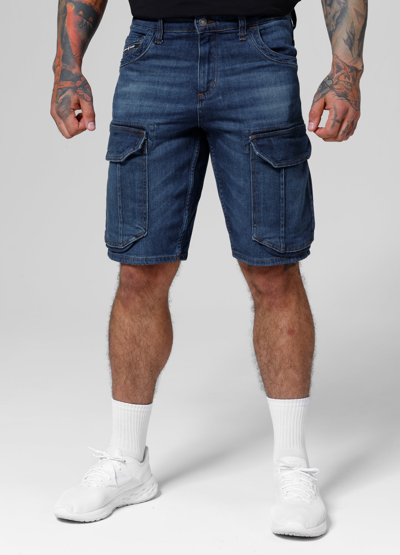 LONGSPUR Cargo Navy Wash Jeans Shorts